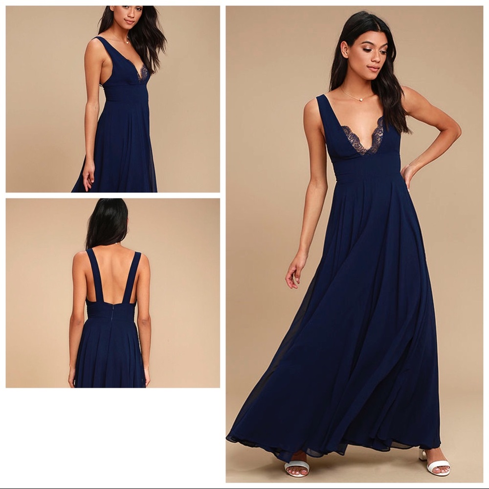 TRUE BLISS NAVY BLUE MAXI DRESS prom
